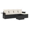 vidaXL 6-delige Loungeset met kussens poly rattan zwart