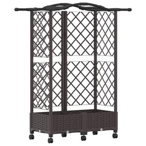 vidaXL Verhoogd Bed met Trellis en Dak Bruin 124 x 40 x 129 cm PP