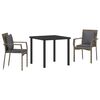 vidaXL Tuin eettafelset 3 st Grijs poly rattan