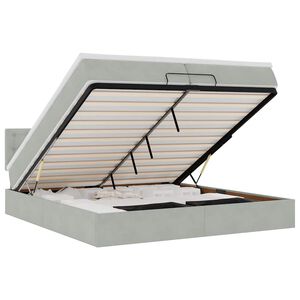 vidaXL Ottoman bed met matrassen en LED's 200x200cm fluweel lichtgrijs