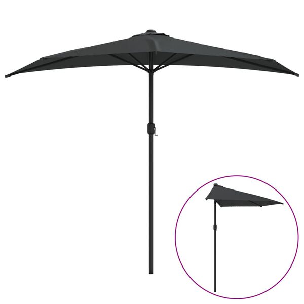 vidaXL Balkonparasol half met aluminium paal 270x144 cm antraciet