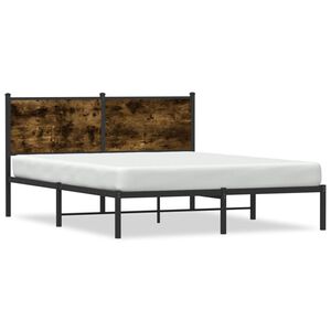 vidaXL Bedframe zonder matras metaal gerookt eikenkleurig 140x190 cm