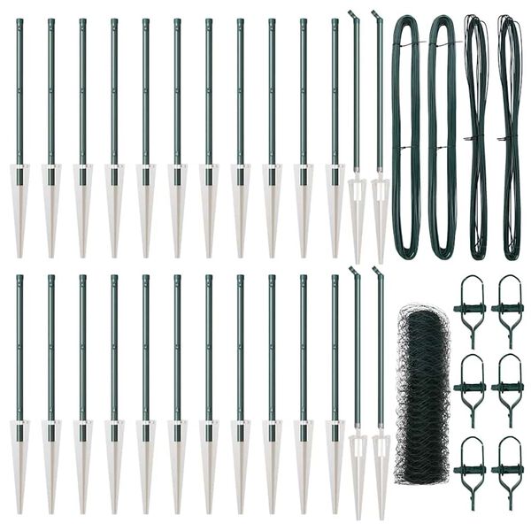 vidaXL Hecke met palen Groen 0,5 x 50 m PVC-gecoat staal