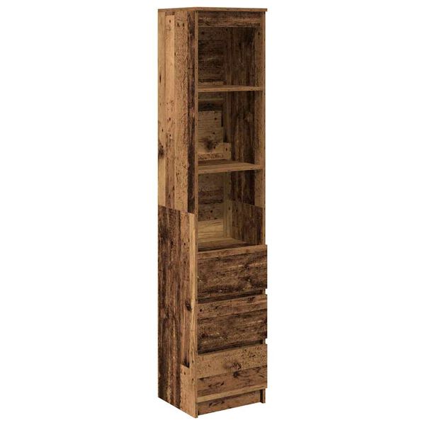 vidaXL Hoge kast 37,5x35x180 cm bewerkt hout oud houtkleurig