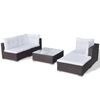 vidaXL 5-delige Loungeset met kussens poly rattan bruin