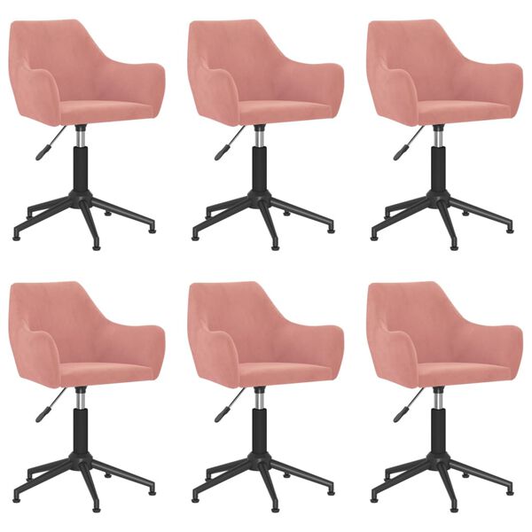 vidaXL Eetkamerstoelen draaibaar 6 st fluweel roze