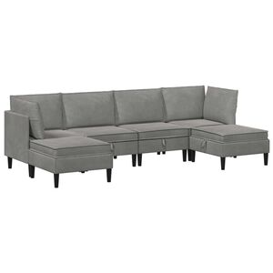 vidaXL Woonkamer Meubelset 6 st Lichtgrijs Fluweel