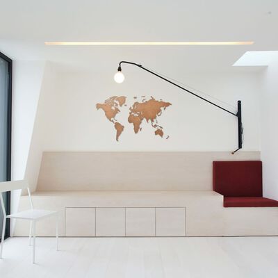 MiMi Innovations Wereldkaart muurdecoratie Luxury 90x54 cm hout bruin