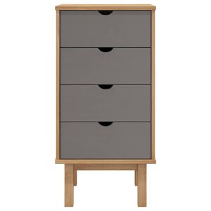 vidaXL Ladekast OTTA 45x39x90 cm massief grenenhout bruin en grijs