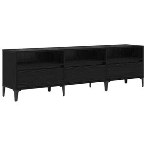 vidaXL TV-kast Zwart Eiken 150 x 30 x 45 cm Gemonteerd hout en ijzer