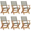 vidaXL Opklapbare stoelen, 6 stuks, grijs, van polyrotan en massief hout.