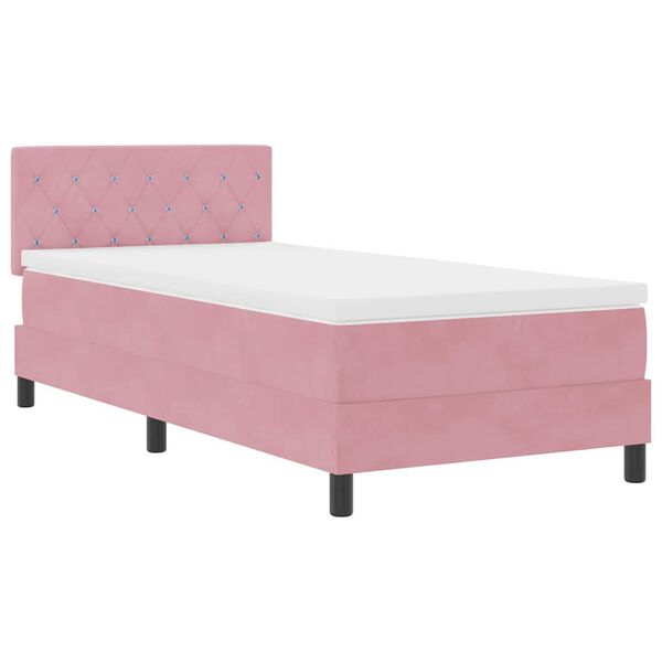 vidaXL Boxspringbed met matras met hoofdeinde Roze 90 x 200 cm Fluweel