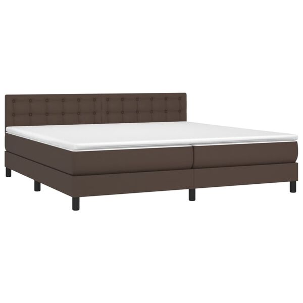 vidaXL Boxspring met matras en LED kunstleer bruin 200x200 cm