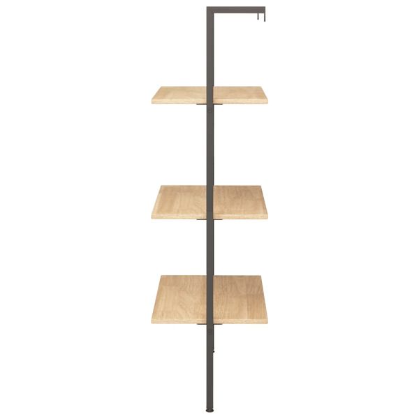 vidaXL Ladderrek met 3 schappen 64x35x120,5 cm lichtbruin en zwart