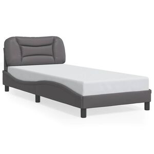 vidaXL Bedframe zonder matras "Hvar" kunstleer grijs 90x190 cm
