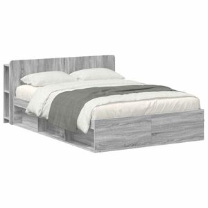 vidaXL Bedframe met opslag Grijs Sonoma 150 x 200 cm Bewerkt hout