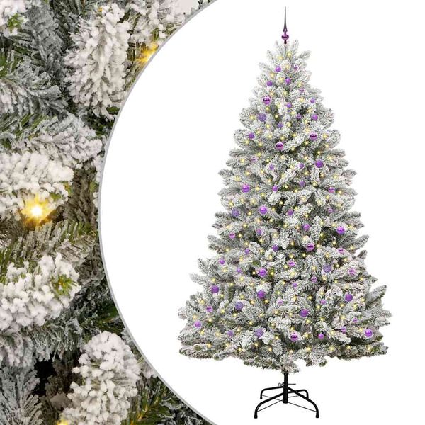 vidaXL Kunstkerstboom met 300 LED Groen en Wit 270 cm PVC en Metaal
