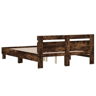 vidaXL Bedframe met hoofdeinde bewerkt hout gerookt eiken 150x200 cm