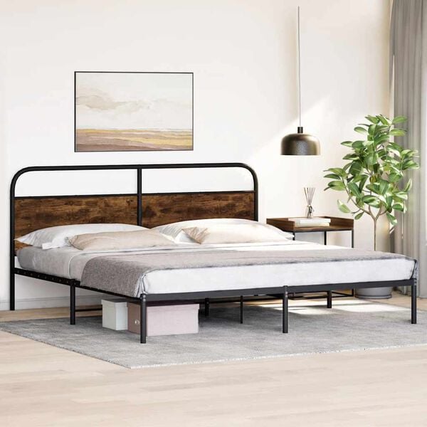 vidaXL Bedframe zonder matras metaal gerookt eikenkleurig 183x213 cm