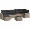 vidaXL 8-delige Loungeset met kussens poly rattan lichtgrijs