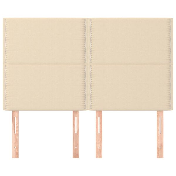 vidaXL Hoofdbord cr&egrave;me 144x5x118/128 cm stof