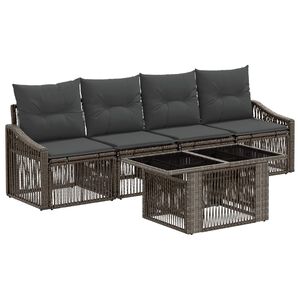 vidaXL Tuinbankenset 5 st Grijs en Donkergrijs poly rattan