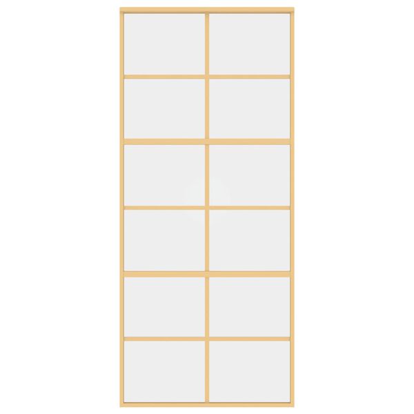 vidaXL Schuifdeur 90x205 cm helder ESG-glas en aluminium goudkleurig