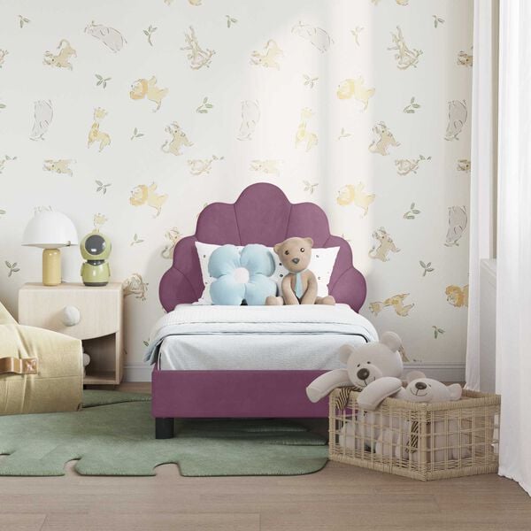 vidaXL Peuterbedframe met hoofdbord Paars 70 x 140 cm Fluweel