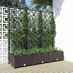 vidaXL Plantenbak met trellis zwart 120x40x121,5 cm PP
