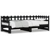 vidaXL Slaapbank uitschuifbaar massief grenenhout zwart 2x(90x200) cm