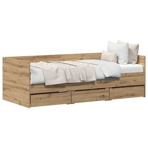 vidaXL Dagbed met hoofdeinde Artisan Eiken 90 x 200 cm Bewerkt hout