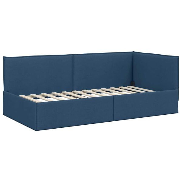 vidaXL Hoekbedframe met hoofdeinde Blauw 90 x 190 cm Fluweel