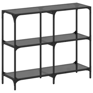 vidaXL Wandtafel met zwart glazen blad 98x30x81 cm staal