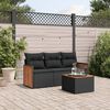 vidaXL 4-delige Loungeset met kussens poly rattan zwart