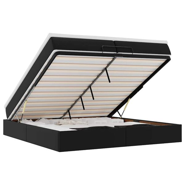vidaXL Ottoman bed met matrassen 200x200cm kunstleer zwart