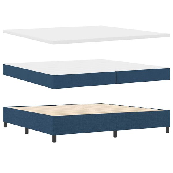 vidaXL Boxspring bed met matras met hoofdeinde Blauw 200 x 200 cm Stof