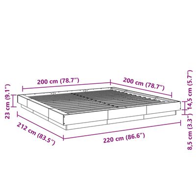 vidaXL Bedframe bewerkt hout sonoma eikenkleurig 200x200 cm