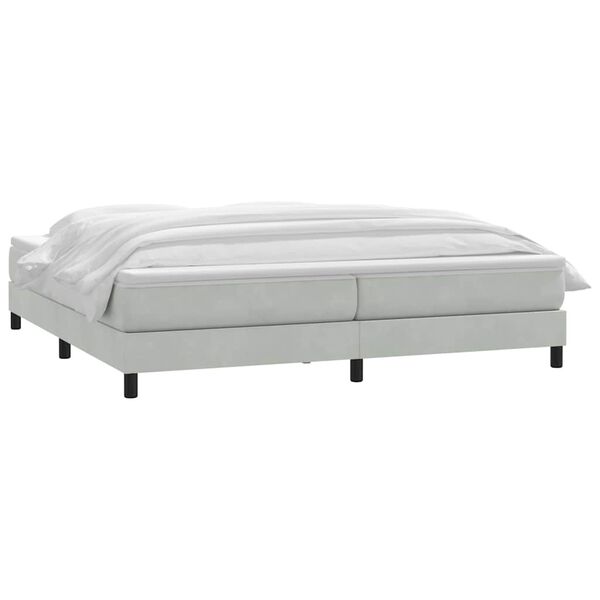vidaXL Boxspring met matras fluweel lichtgrijs 180x210 cm