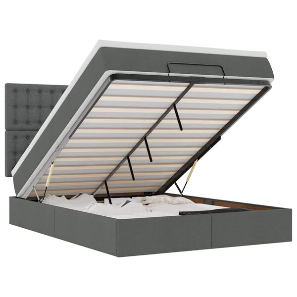 vidaXL Ottoman bed met matras en LED's 140x200cm stof donkergrijs