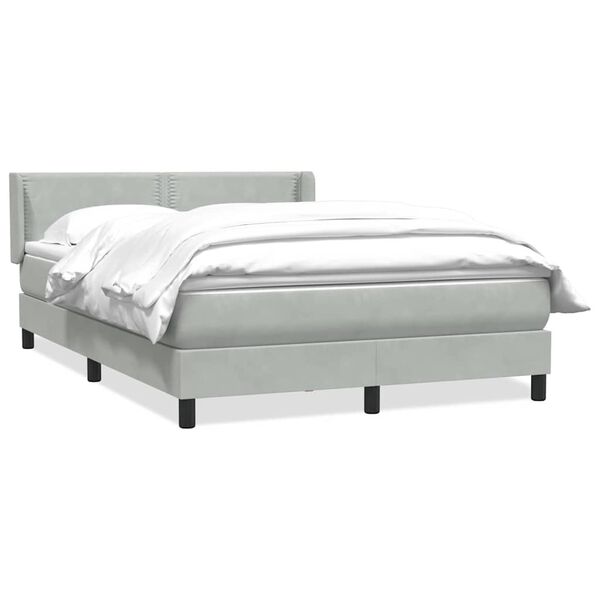 vidaXL Boxspring met matras fluweel lichtgrijs 140x220 cm