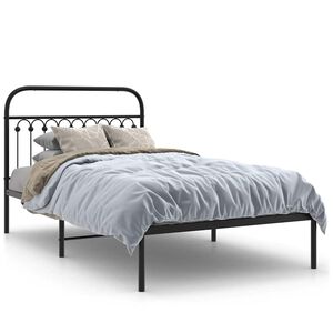 vidaXL Bedframe met hoofdbord metaal zwart 107x203 cm