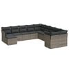 vidaXL 11-delige Loungeset met kussens poly rattan grijs