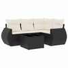 vidaXL 5-delige Loungeset met kussens poly rattan zwart