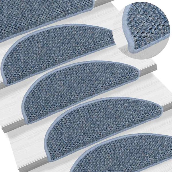 vidaXL Trapmatten zelfklevend 15 st sisal-look 56x17x3 cm blauw