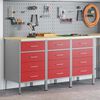 vidaXL Werk kast met lade met wiel 3 pcs Rood en Grijs 75 x 45 x 85 cm