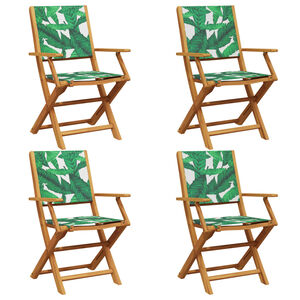 vidaXL Klapstoelen, 4 stuks, groene stof en massief hout