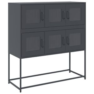 vidaXL Dressoir 100,5x39x107 cm koudgewalst staal antracietkleurig