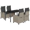 vidaXL 5-delige Tuinset met kussens poly rattan lichtgrijs