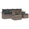 vidaXL Tuinbankenset met kussen met opslag 6 pcs Grijs poly rattan