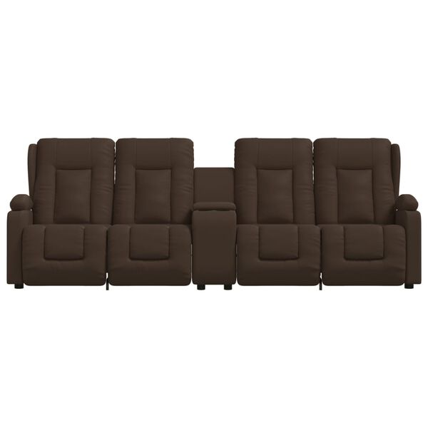 vidaXL Massagestoel 4-zits verstelbaar bekerhouders kunstleer bruin